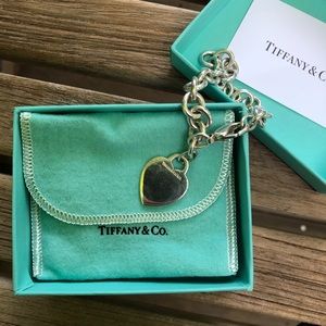 Tiffany & Co. .925 Heart Rolo Link Charm Bracelet